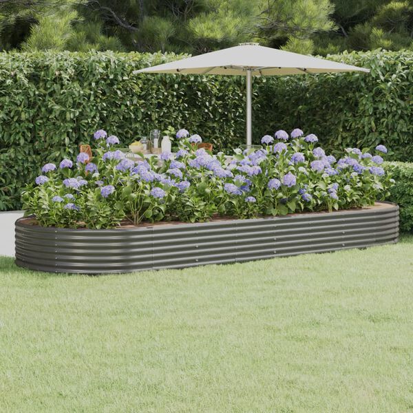 vidaXL Lit surélevé de jardin Acier galvanisé 373x140x36cm gris