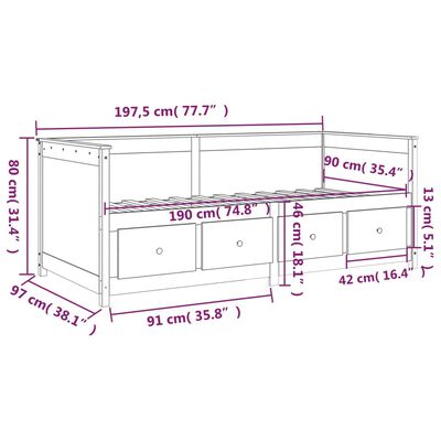 vidaXL Lit de jour sans matelas blanc 90x190 cm bois de pin massif