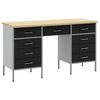vidaXL Placard de travail 3 pc Noir Bois d'ing&eacute;nierie et acier