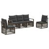 vidaXL Ensemble de canap&eacute; de jardin 5 pc Gris polyrotin
