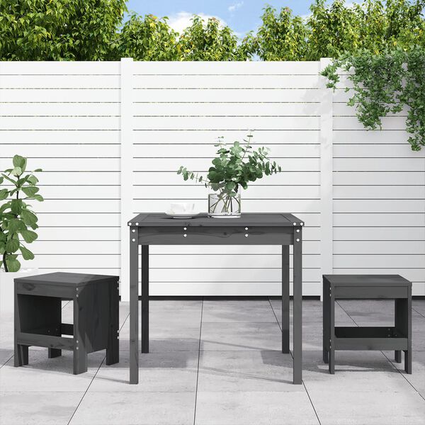 vidaXL Ensemble de bistrot de jardin 3 pcs gris bois de pin massif