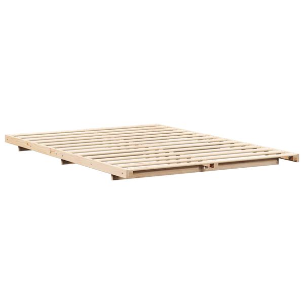 vidaXL Cadre de lit sur&eacute;lev&eacute; Marron 140 x 220 cm Bois massif en pin