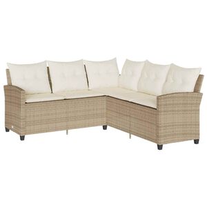 vidaXL Canap&eacute;s en forme de L avec coussins beige r&eacute;sine tress&eacute;e