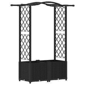 vidaXL Lit &Eacute;lev&eacute; avec Treillis et Toit Noir 125 x 40 x 138 cm PP