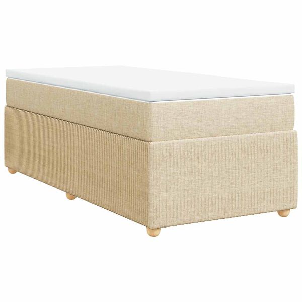 vidaXL Sommier &agrave; lattes de lit avec matelas Cr&egrave;me 100x200 cm Tissu