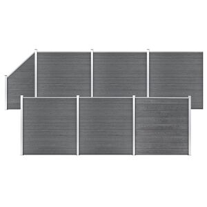 vidaXL Ensemble de cl&ocirc;ture WPC 6 Carr&eacute; + 1 Inclin&eacute; 1138x186 cm Gris