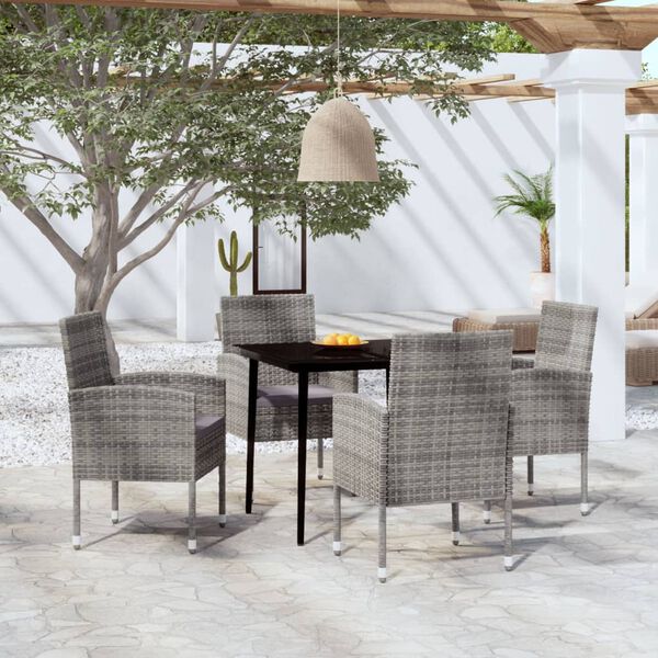vidaXL Ensemble &agrave; manger de jardin 5 pcs Anthracite