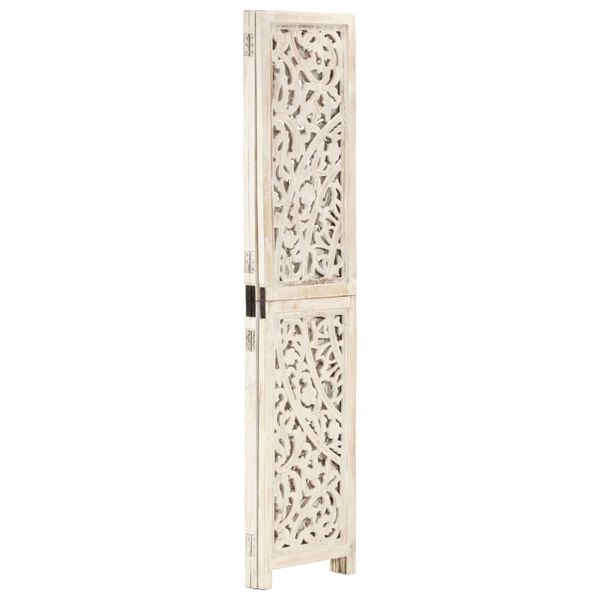 vidaXL Cloison de séparation 3 panneaux Blanc 120x165 cm Bois manguier