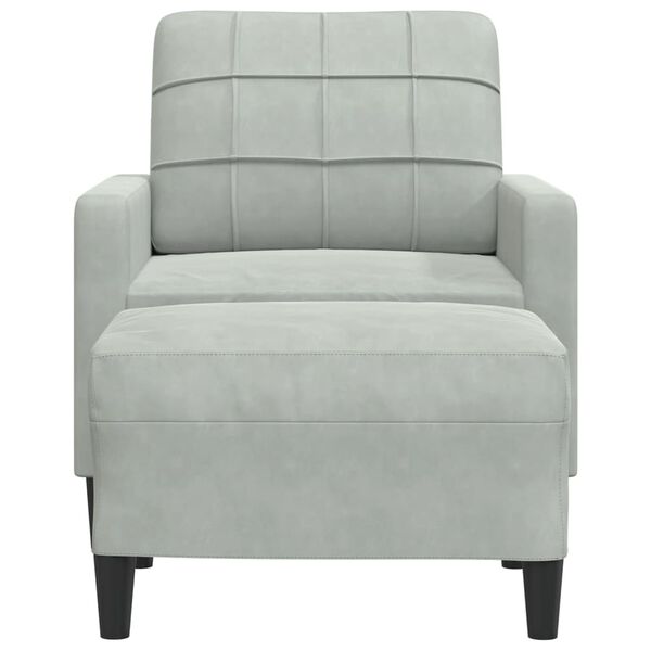 vidaXL Fauteuil avec repose-pied Gris clair 60 cm Velours
