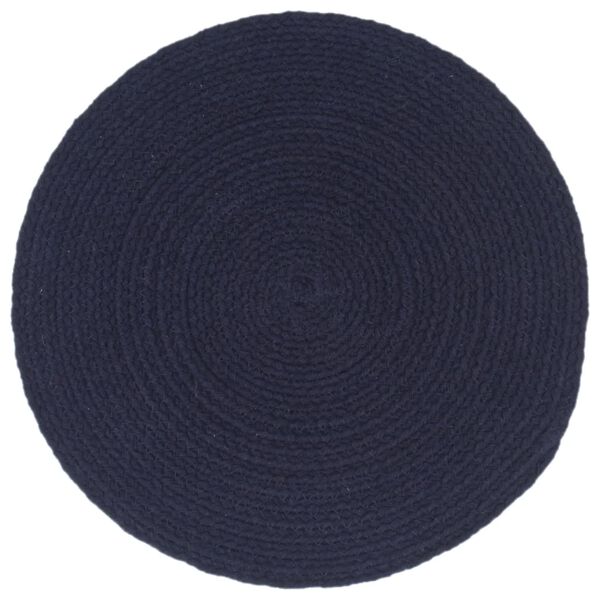 vidaXL Napperons 4 pcs Bleu marine Plain 38 cm Rond Coton