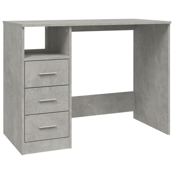 vidaXL Bureau avec tiroirs Gris b&eacute;ton 102x50x76 cm Bois d'ing&eacute;nierie
