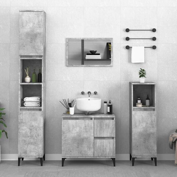 vidaXL Armoire de salle de bain gris b&eacute;ton 65x33x60 cm
