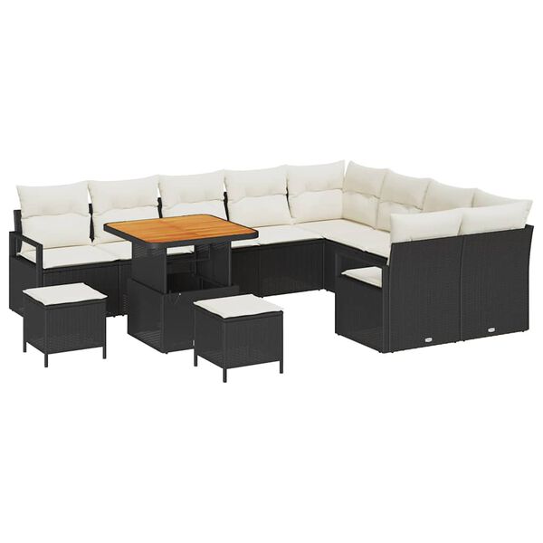 vidaXL Ensemble de canap&eacute; de jardin 12 pcs Noir Poly rotin