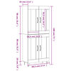 vidaXL Buffet haut Blanc brillant 69,5x34x180 cm Bois d'ing&eacute;nierie