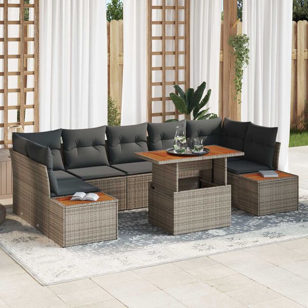 vidaXL Ensemble de canap&eacute; de jardin 8 pcs Gris Poly rotin
