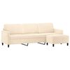 vidaXL Canap&eacute; &agrave; 3 places avec repose-pieds Cr&egrave;me 210 cm Velours