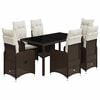 vidaXL Ensemble de bistro de jardin 7 pcs coussins marron poly rotin