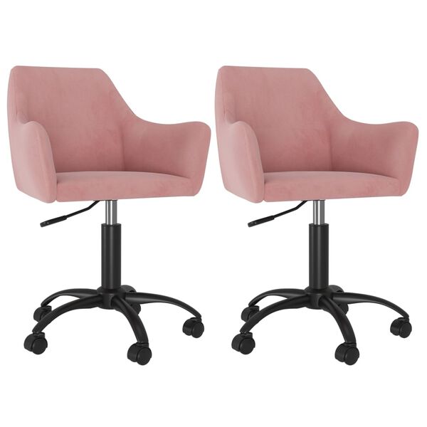 vidaXL Chaises pivotantes &agrave; manger lot de 2 rose velours