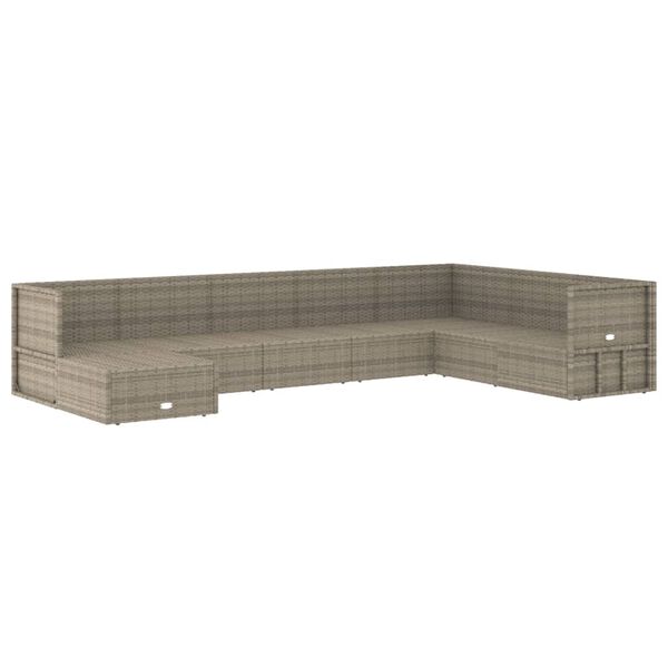 vidaXL Salon de jardin 8 pcs avec coussins Gris R&eacute;sine tress&eacute;e