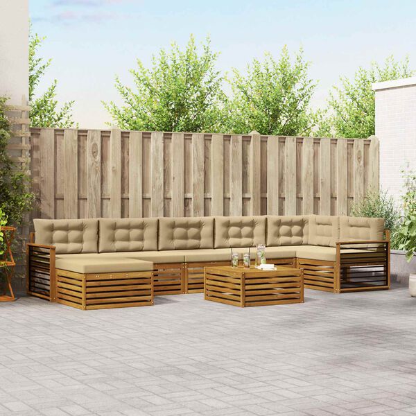vidaXL Ensemble de canap&eacute;s d'ext&eacute;rieur 8 pcs Naturel et Beige
