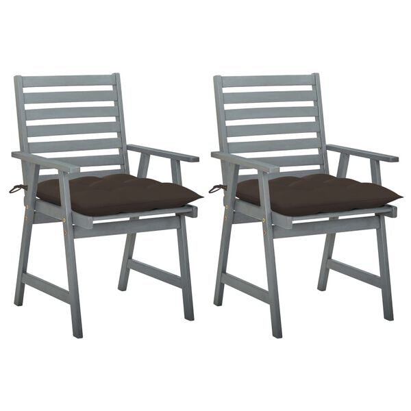 vidaXL Chaises &agrave; manger d'ext&eacute;rieur lot de 2 et coussins Acacia massif