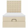 vidaXL Cadre de lit ottoman avec matelas cr&egrave;me 90x190 cm tissu
