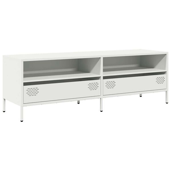 vidaXL Meuble TV blanc 135x39x43,5 cm acier lamin&eacute; &agrave; froid