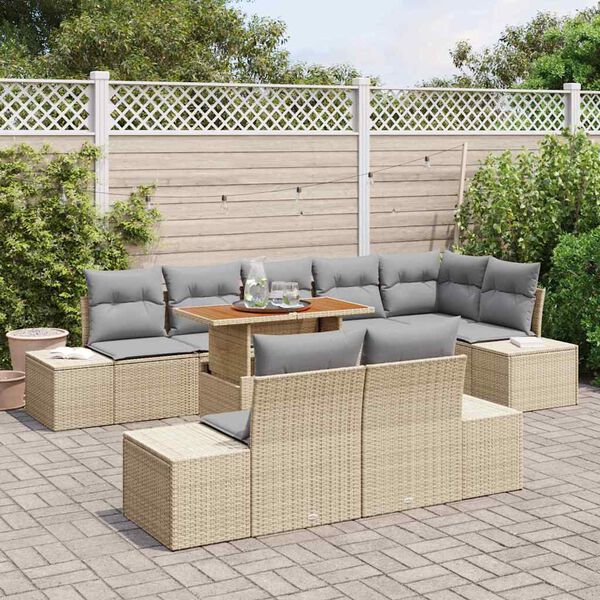 vidaXL Ensemble de salle &agrave; manger pour jardin 9 pcs Beige et gris