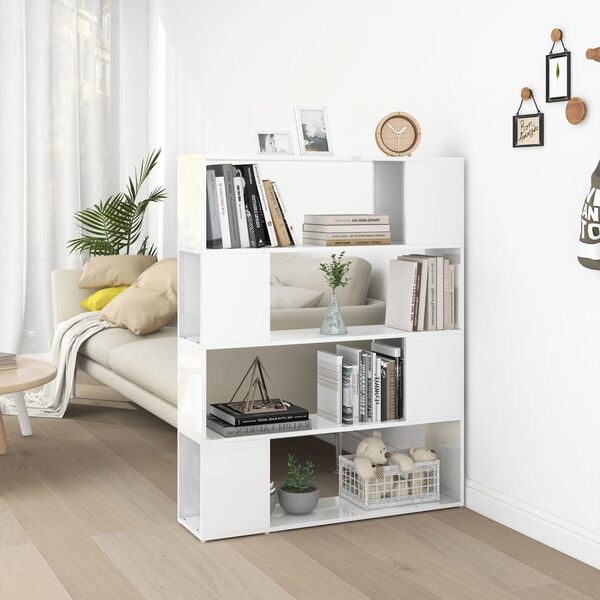 vidaXL Biblioth&egrave;que/S&eacute;parateur de pi&egrave;ce Blanc brillant 100x24x124 cm