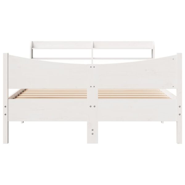 vidaXL Cadre de lit avec t&ecirc;te de lit blanc 140x200 cm bois pin massif