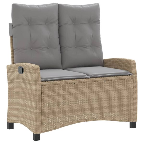 vidaXL Banc inclinable de jardin avec coussins beige r&eacute;sine tress&eacute;e
