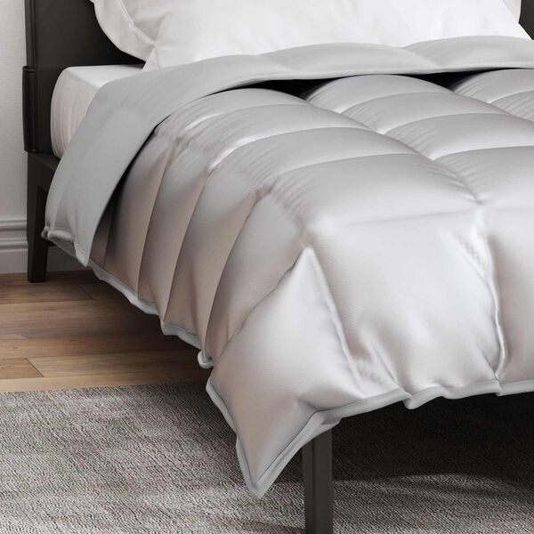 vidaXL Duvet d'hiver Argent&eacute; 220 x 140 cm Satin et Microfibre