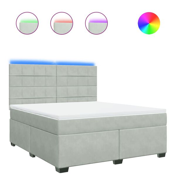 vidaXL Sommier &agrave; lattes de lit et matelas Gris clair 180x200cm Velours