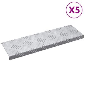 vidaXL Nez de marche 5 pcs Argent&eacute; 60 x 18 x 2,5 cm Aluminium