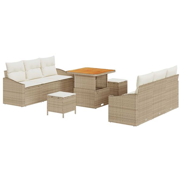 vidaXL Ensemble de canap&eacute; de jardin avec coussin 9 pcs Beige et cr&egrave;me