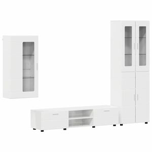 vidaXL Ensemble meuble TV FLORIN 3 pc Blanc brillant Bois d'ing&eacute;nierie