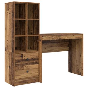 vidaXL Bureau avec tiroir avec &eacute;tag&egrave;re avec stockage 2 pcs Bois ancien