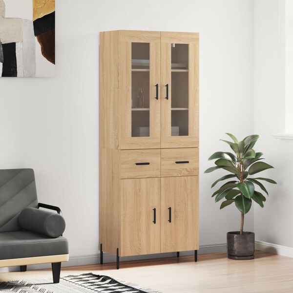 vidaXL Buffet haut Ch&ecirc;ne sonoma 69,5x34x180 cm Bois d'ing&eacute;nierie