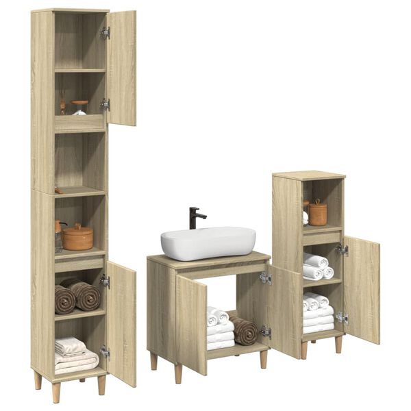 vidaXL Ensemble de meubles de salle de bain 3 pcs chêne sonoma