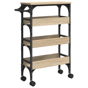 vidaXL Chariot de cuisine Ch&ecirc;ne Sonoma 53 x 20 x 76 cm