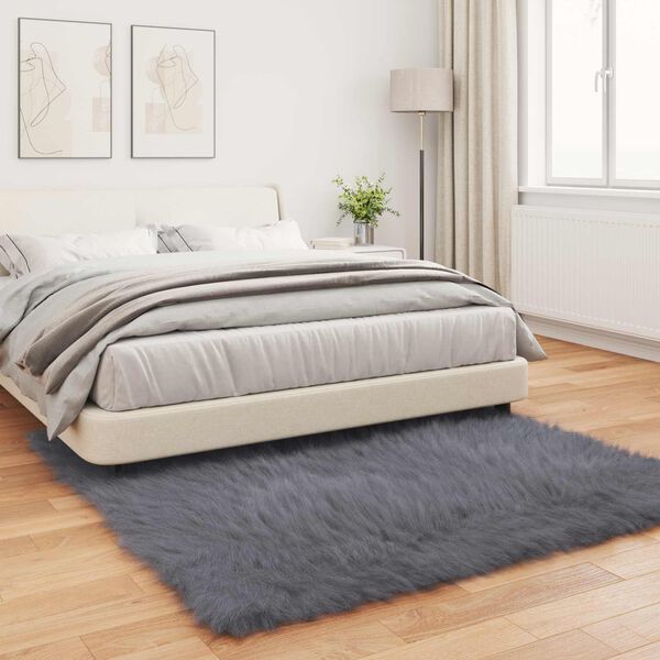 vidaXL Tapis en fausse Tafalla Anthracite 120 x 120 cm Polyester