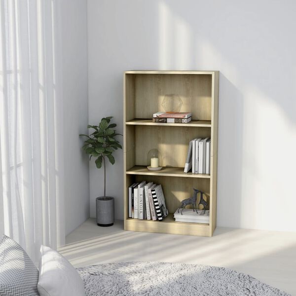 vidaXL Biblioth&egrave;que 3 niveaux Sonoma 60x24x109 cm Bois d'ing&eacute;nierie