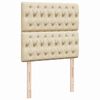 vidaXL Sommier &agrave; lattes de lit et matelas Cr&egrave;me 90x190 cm Tissu