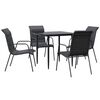 vidaXL Ensemble &agrave; manger de jardin 5 pcs noir textil&egrave;ne et acier