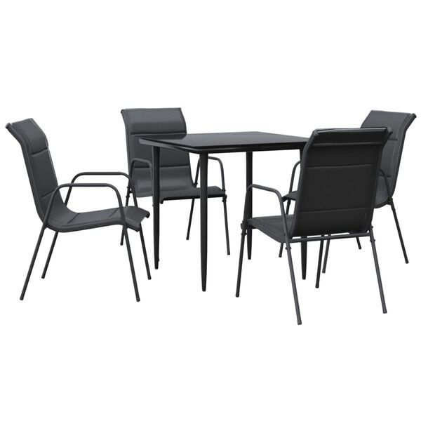 vidaXL Ensemble &agrave; manger de jardin 5 pcs noir textil&egrave;ne et acier
