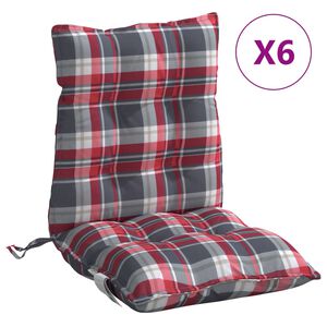 vidaXL Coussin d'ext&eacute;rieur 6 pc Motif &agrave; carreaux rouges