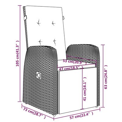 vidaXL Ensemble à manger de jardin avec coussins 7 pcs Gris