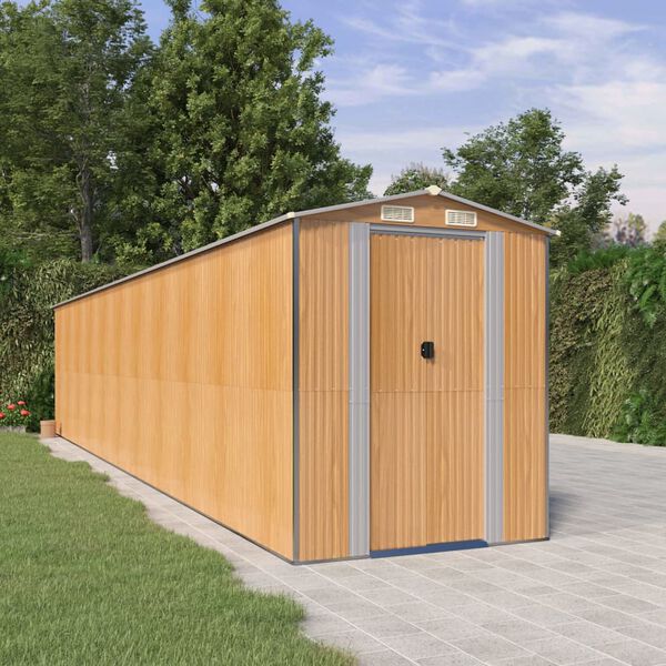 vidaXL Abri de jardin Marron clair 192x938x223 cm Acier galvanis&eacute;