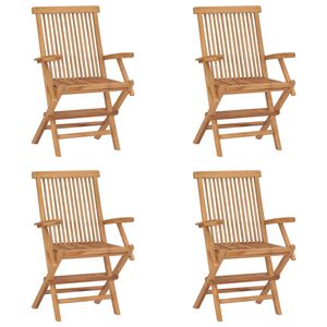 vidaXL Chaises pliantes 4 pi&egrave;ces en teck massif
