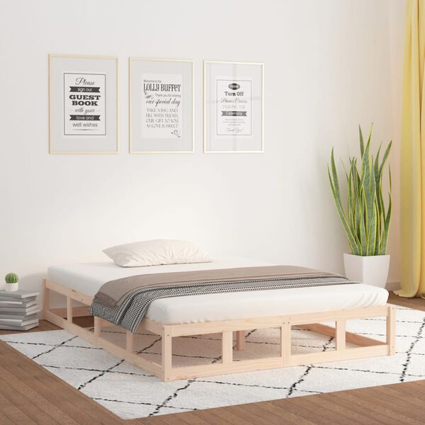 vidaXL Cadre de lit sans matelas 135x190 cm bois massif
